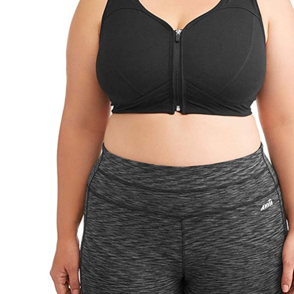 avia zip front sports bra size chart